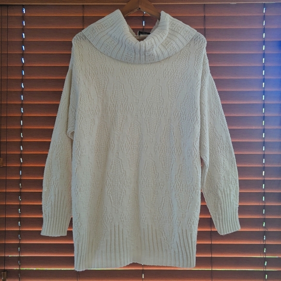 Vintage Sweaters - VINTAGE Talbott women's chunky turtleneck textured knit ivory sweater